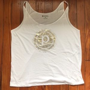 NWOT Pure barre gold sparkle circle P tank M!